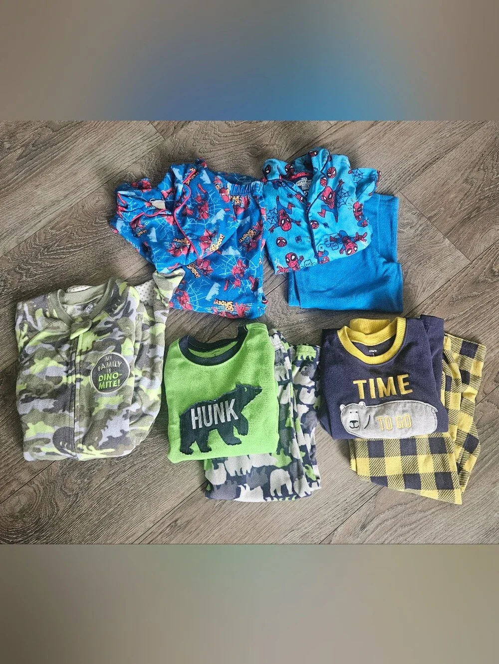 Lot Of 5 Sets Of Boys Fall/Winter Fleece Pajamas